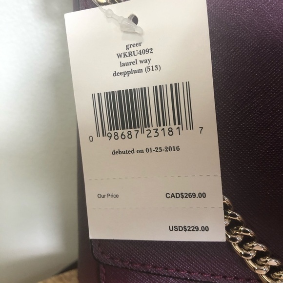 Kate Spade Deep plum Laurel Way leather crossbody, brand new with tag - Picture 5 of 15